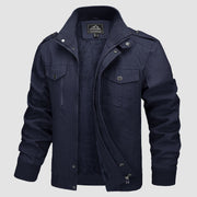 Men's Cotton Military Bomber Jacket - Lightweight Zip-Up