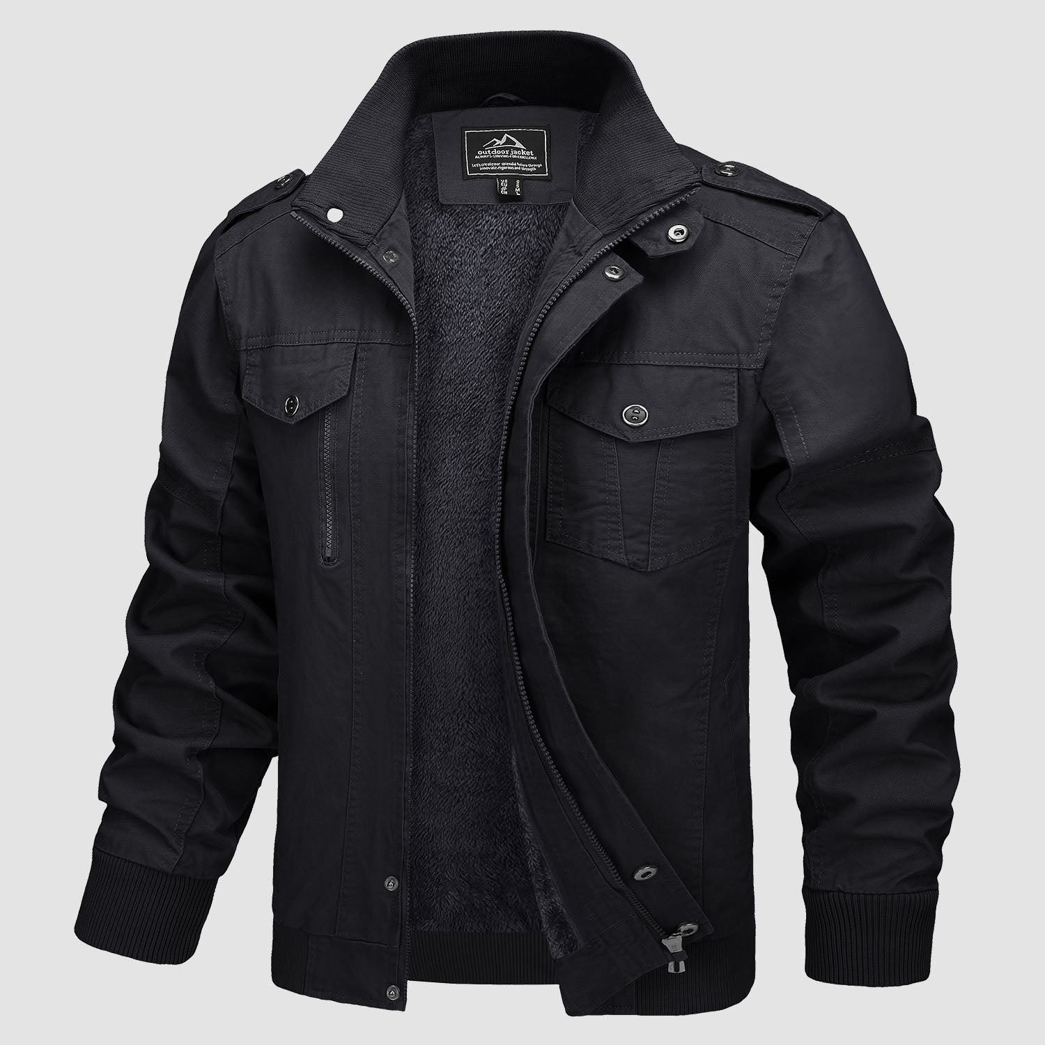 Men's Cotton Military Bomber Jacket - Lightweight Zip-Up