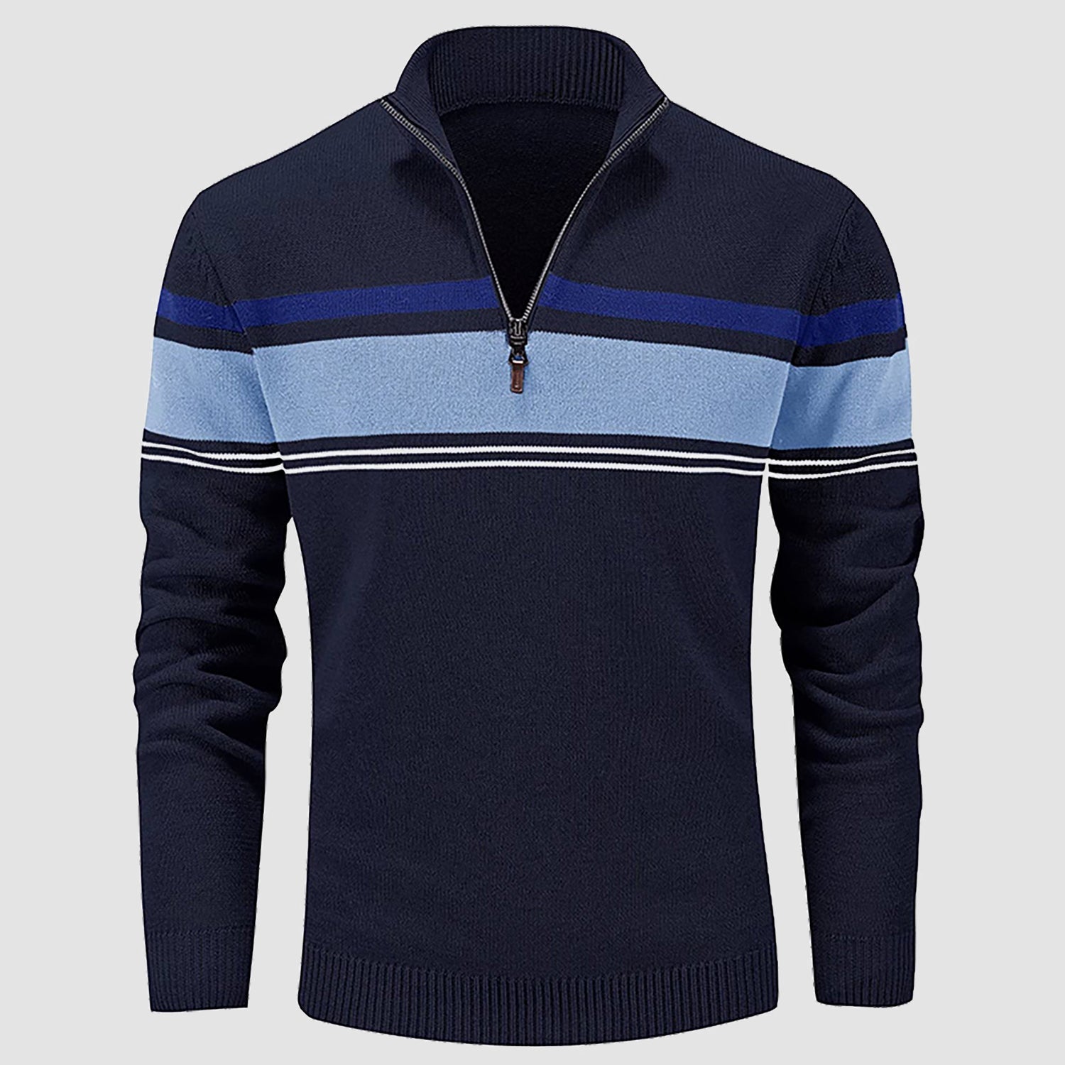 Men's Half Zipper Pullover Sweater Slim Fit Knitted Sweatshirt
