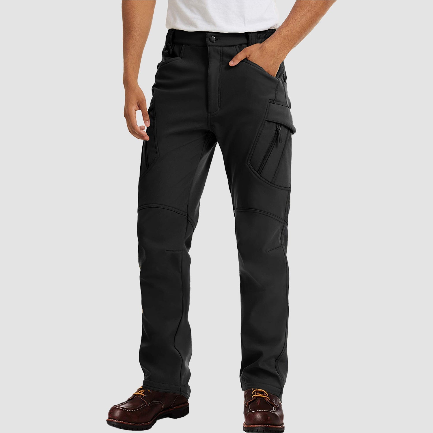 Men's Tactical Pants, 9 Pockets, Fleece Lined, Water Repellent