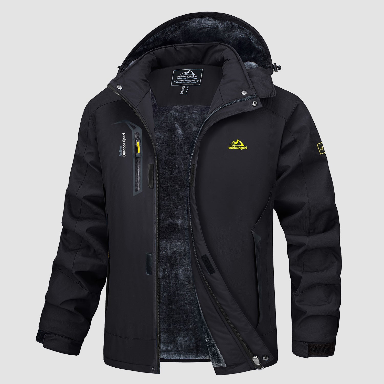 Men's Water Resistant Ski Jacket - Fleece Lined Parka with Pockets