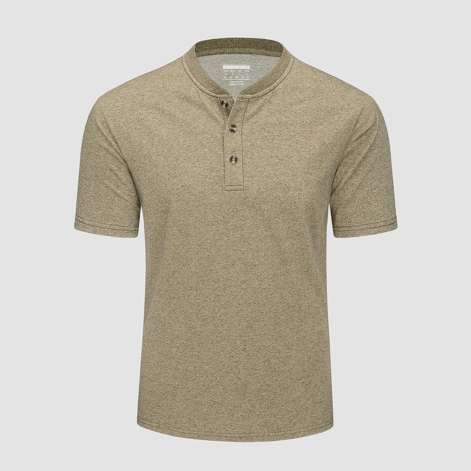 Men's Cotton Henley Shirt Casual Summer T-Shirt