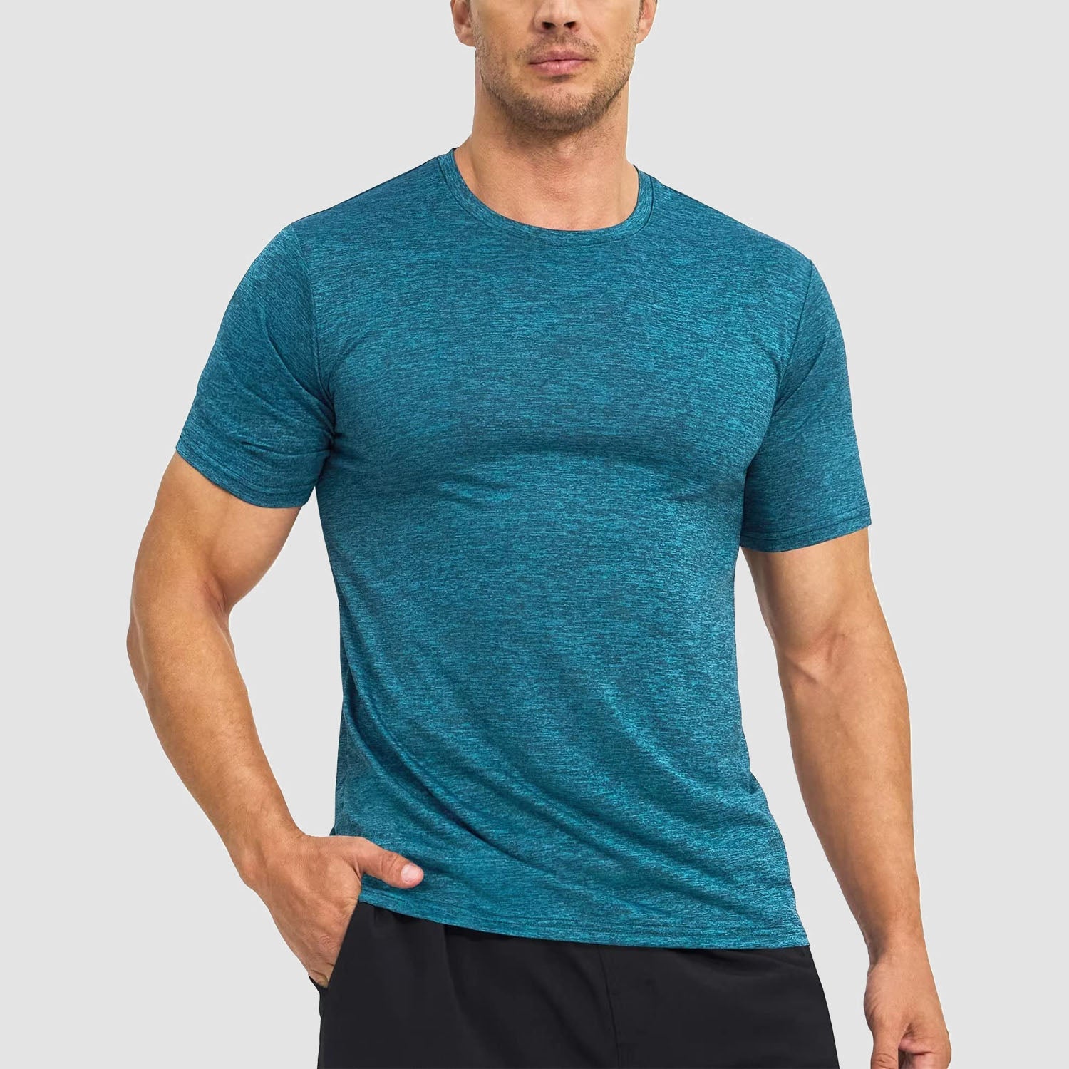 Men's Tag-Free Moisture-Wicking Athletic Fitness T-Shirt