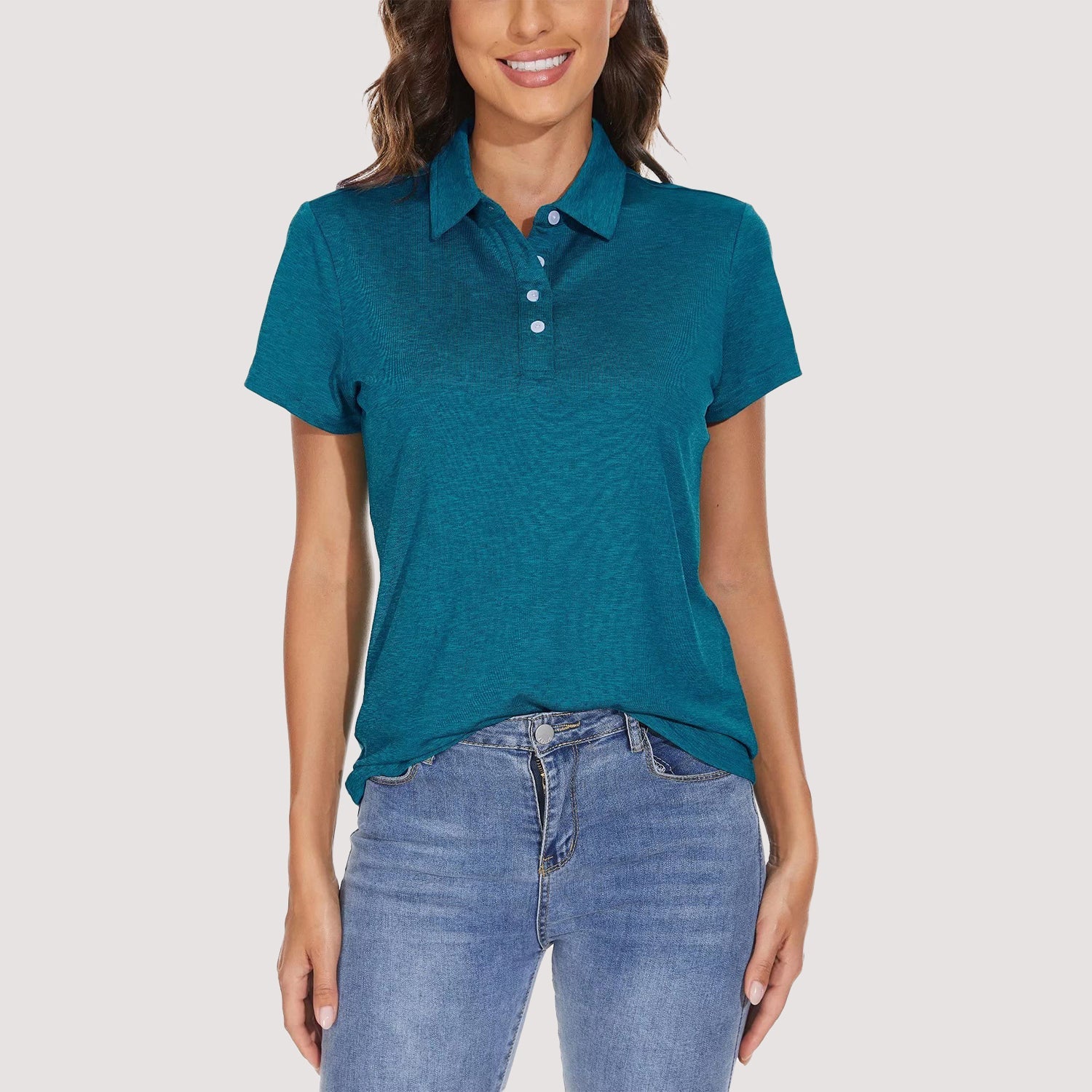 Women's Moisture-Wicking 4-Button Polo T-Shirt