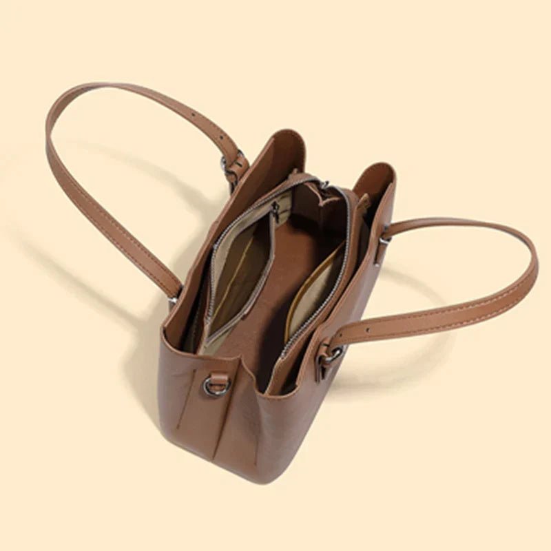 Aria™ - 3 Layers Genuine Cow Leather Shoulder Bag - veyora