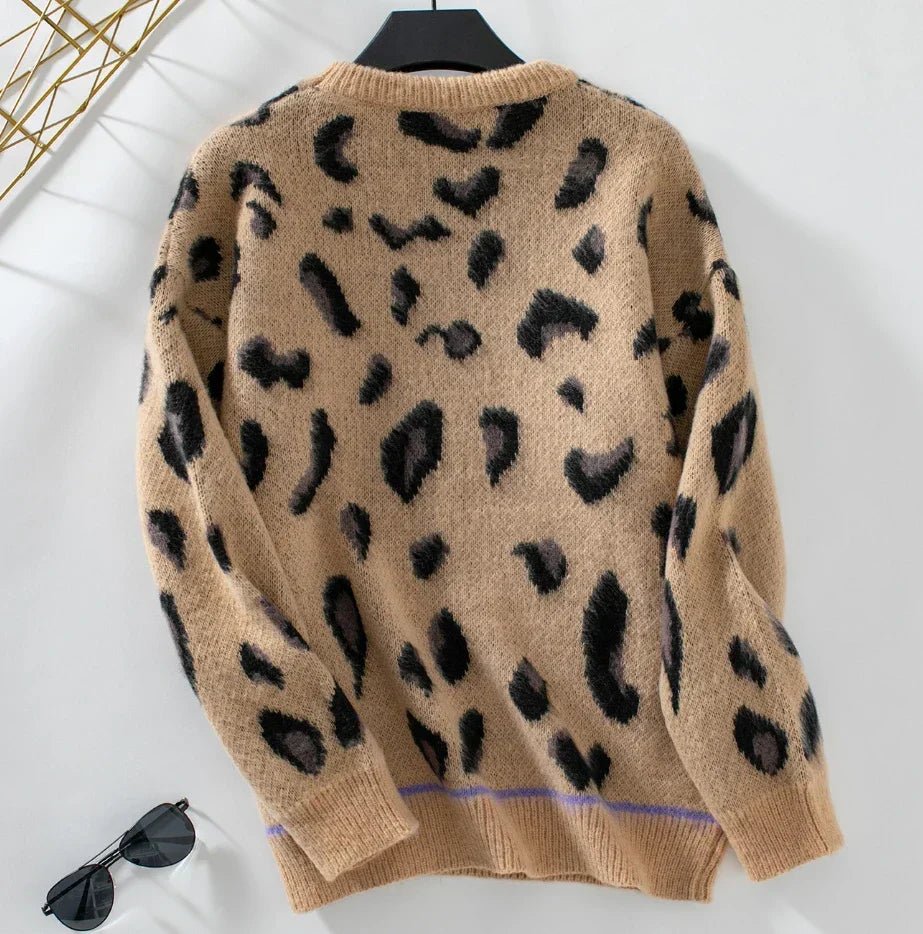Maelis | wool jacquard sweater with leopard motif - veyora