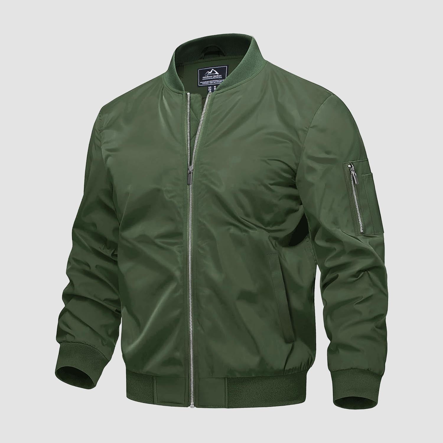 Men's Bomber Jacket, Quilted & Windproof with Pockets