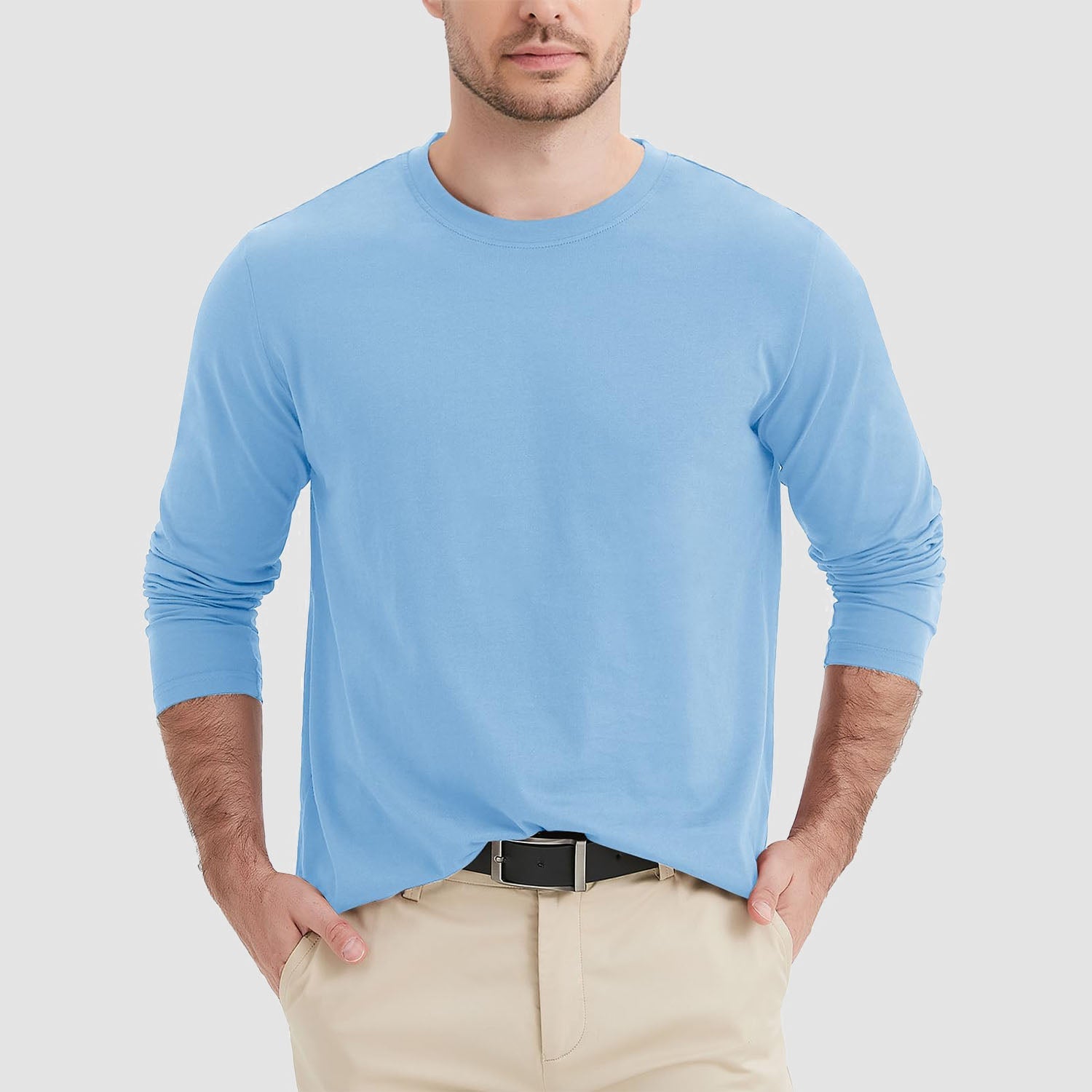 Men's Crew Neck Long Sleeve Shirt Quick Dry Sports Shirt