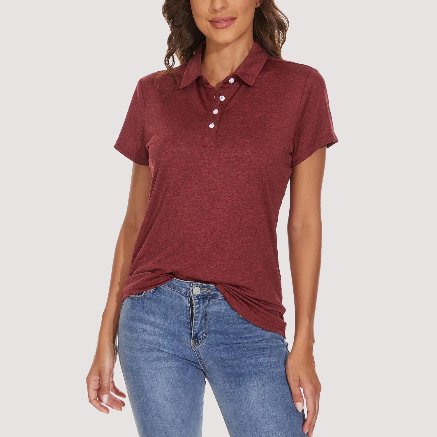 Women's Moisture-Wicking 4-Button Polo T-Shirt