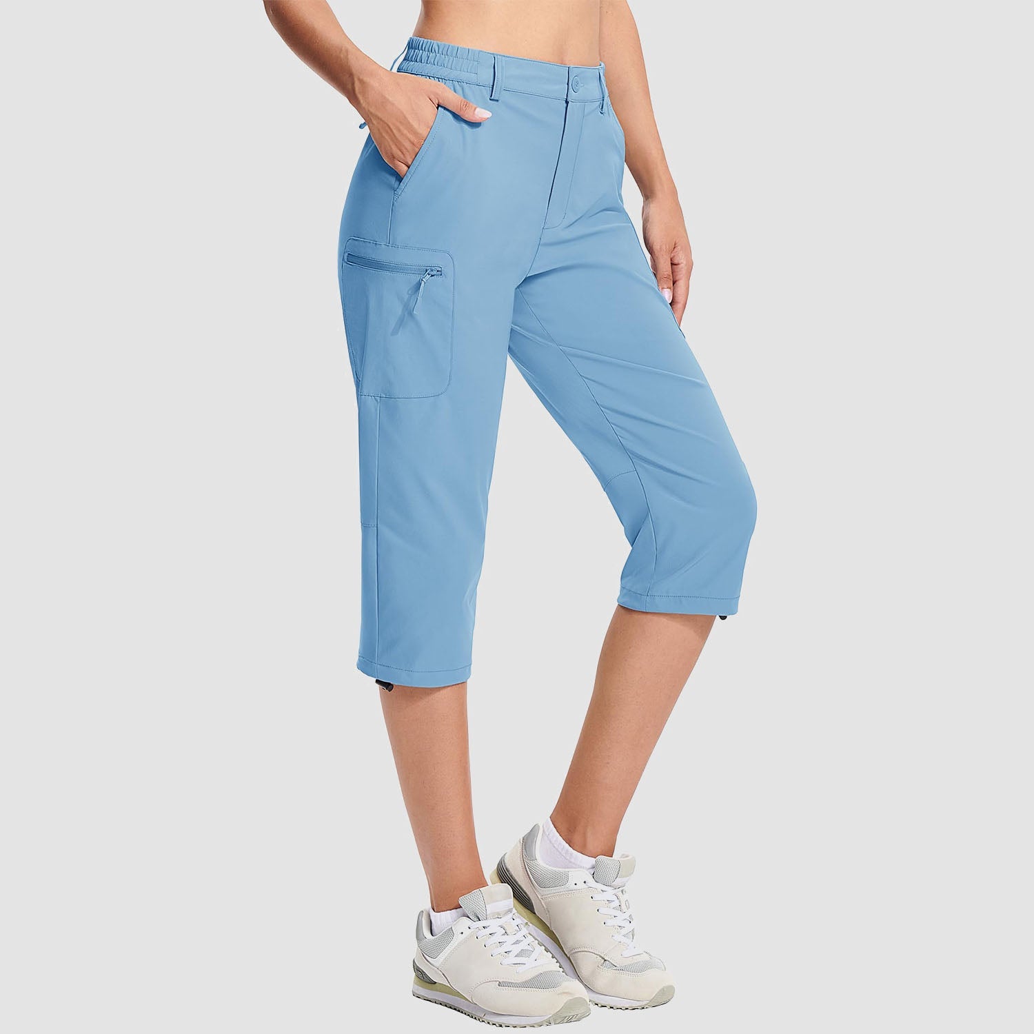 Women's Lightweight Water-Resistant Hiking Capris with 5 Pockets