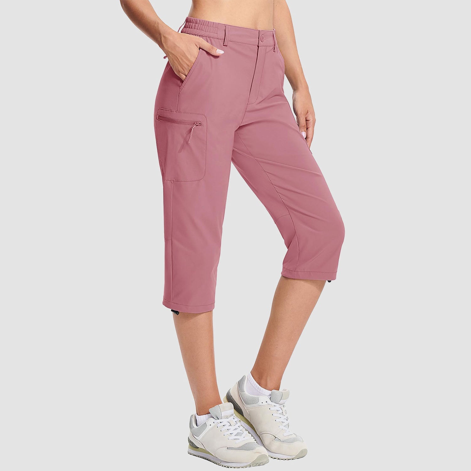 Women's Lightweight Water-Resistant Hiking Capris with 5 Pockets