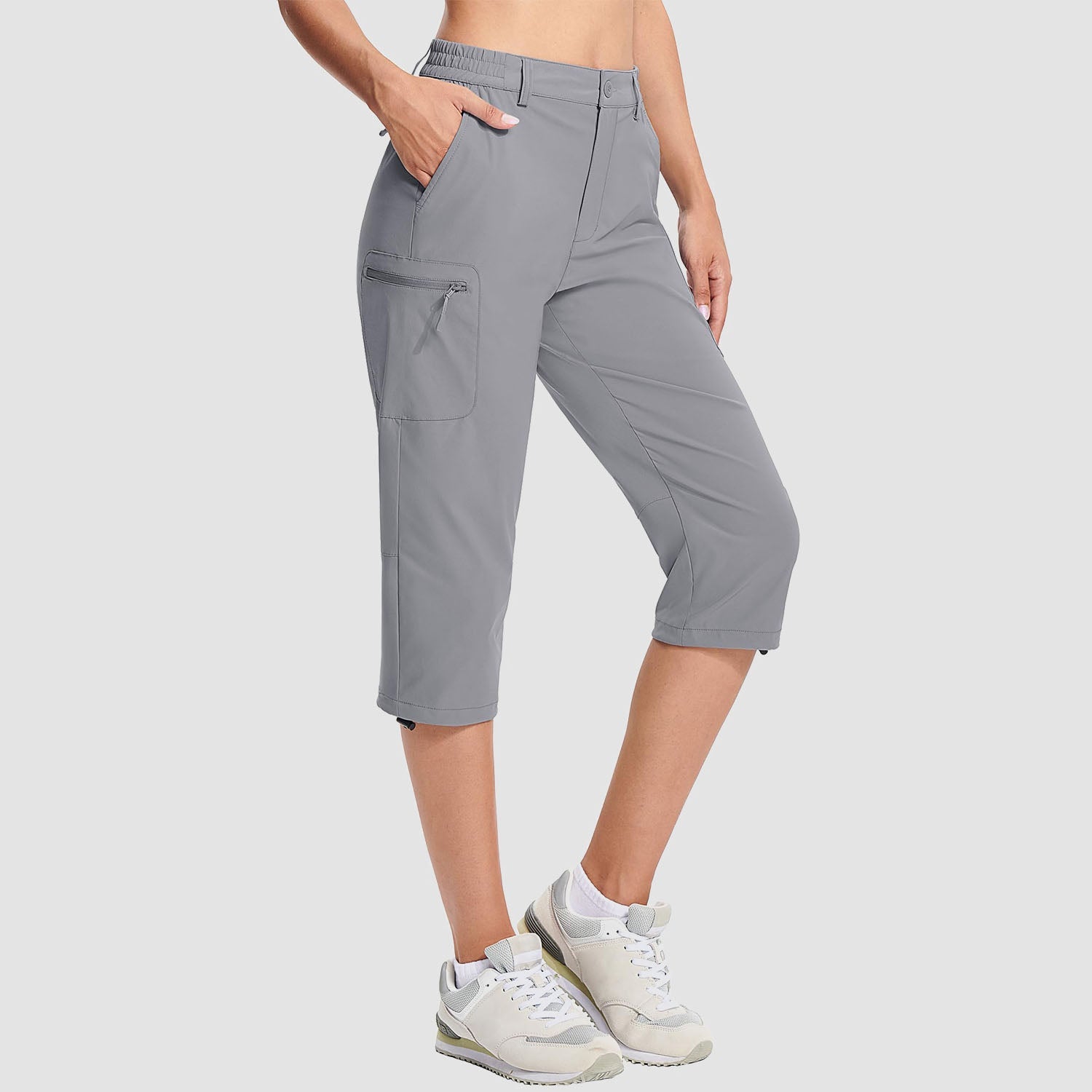 Women's Lightweight Water-Resistant Hiking Capris with 5 Pockets