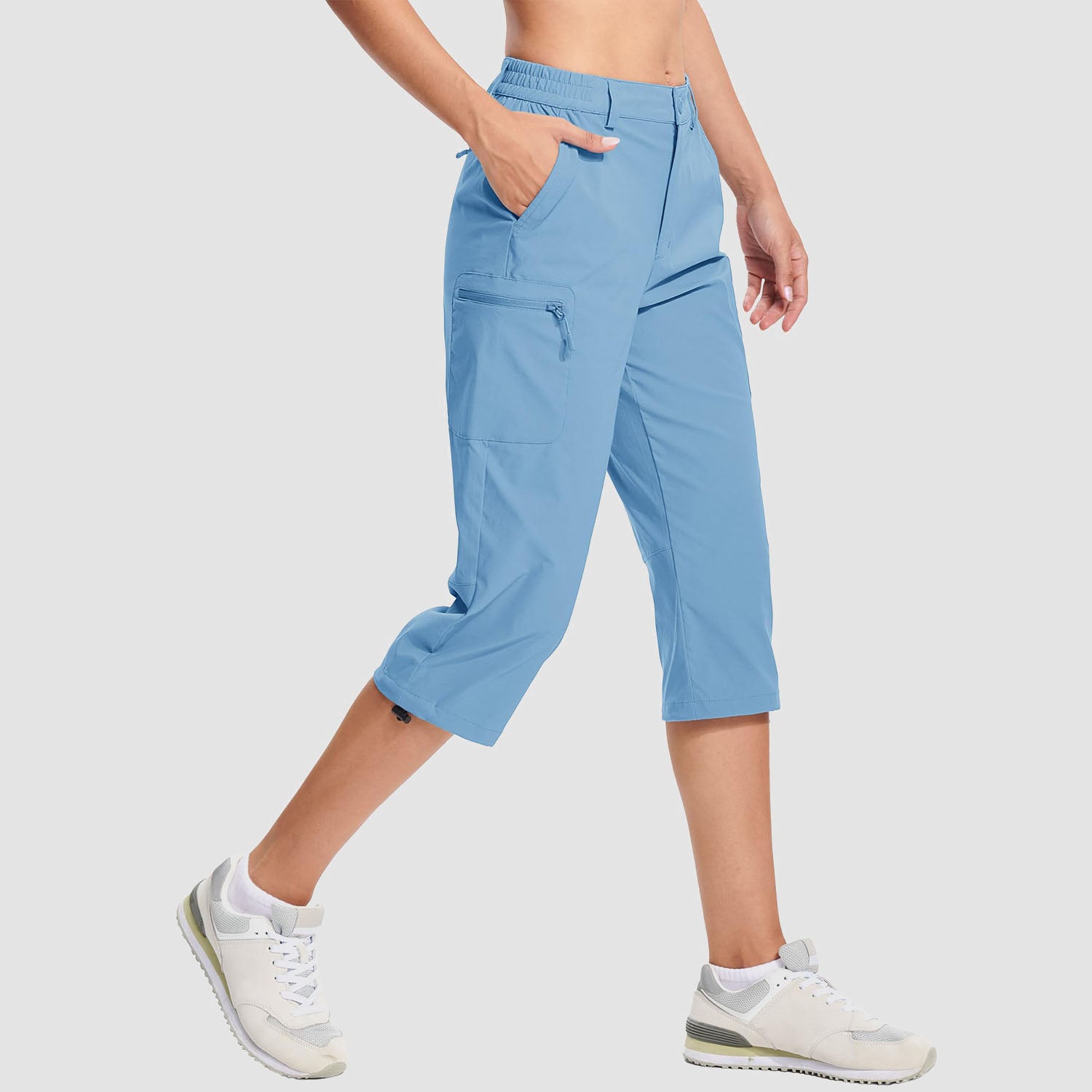 Women's Lightweight Water-Resistant Hiking Capris with 5 Pockets