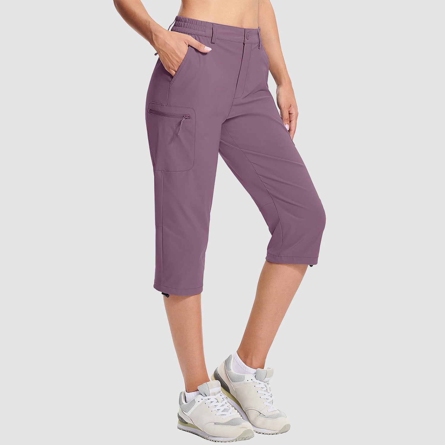 Women's Lightweight Water-Resistant Hiking Capris with 5 Pockets
