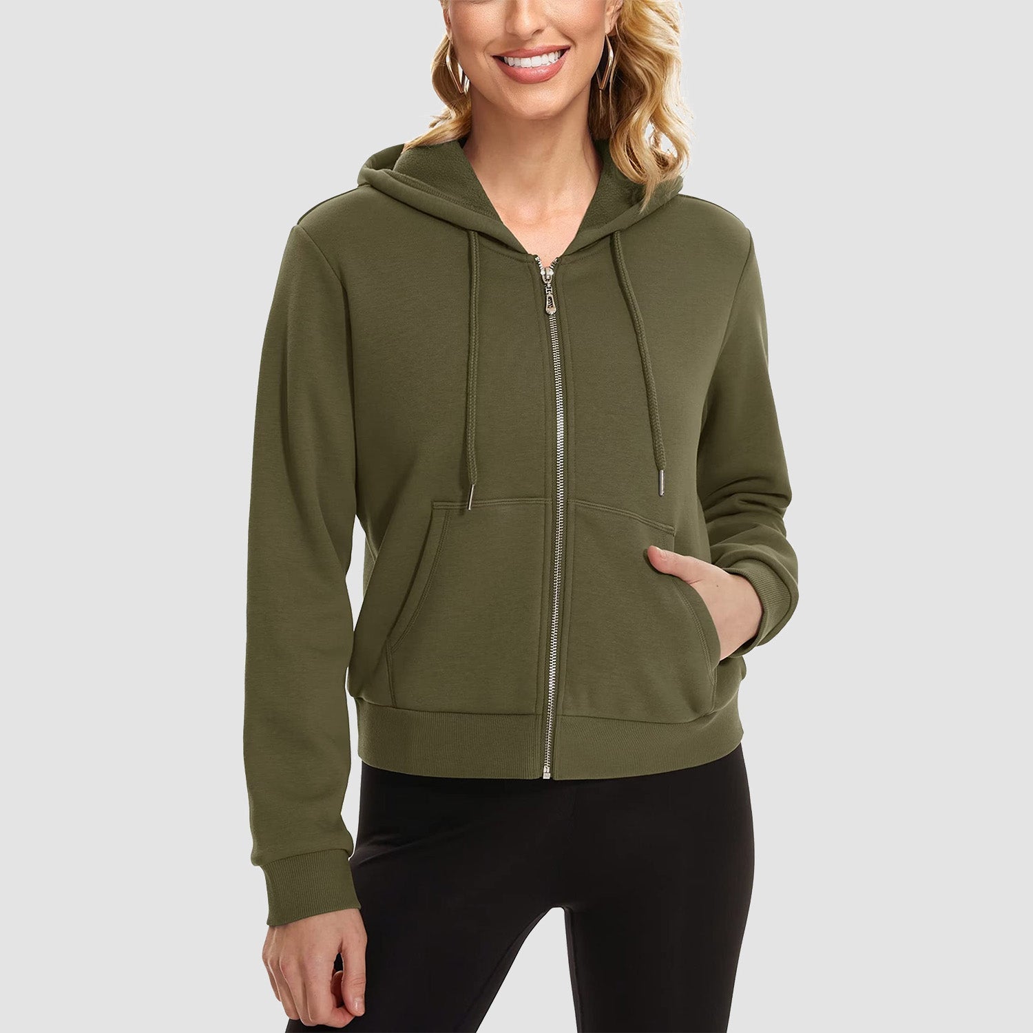 Women's Bomber Hoodie - Fleece-Lined & Full Zip Winter
