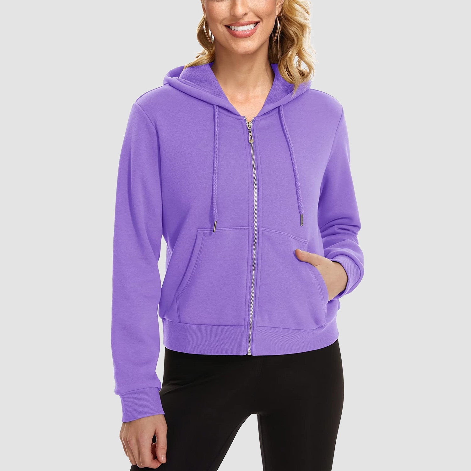 Women's Bomber Hoodie - Fleece-Lined & Full Zip Winter