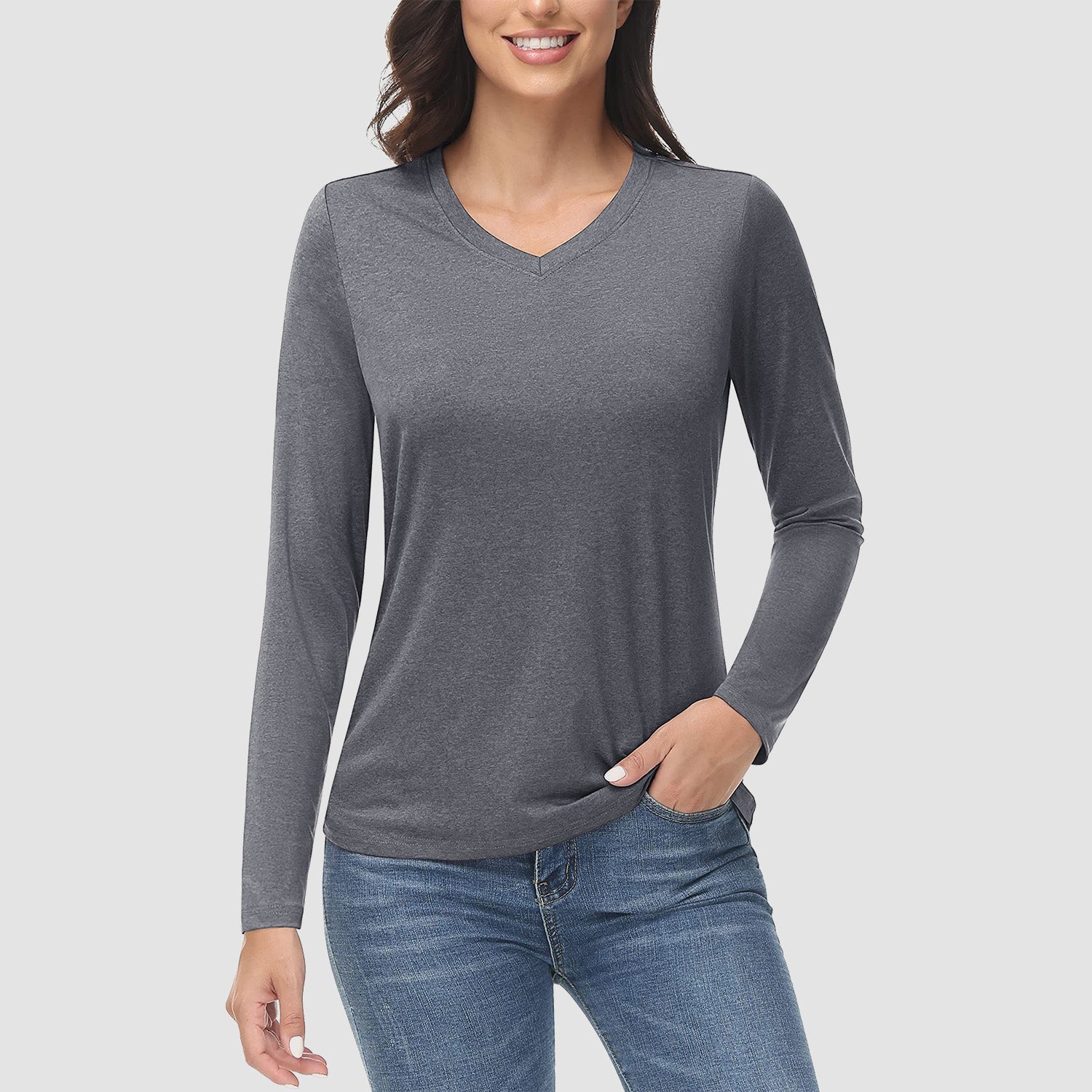 Women's UPF 50+ Shirt - Quick Dry V-Neck Hiking Tee