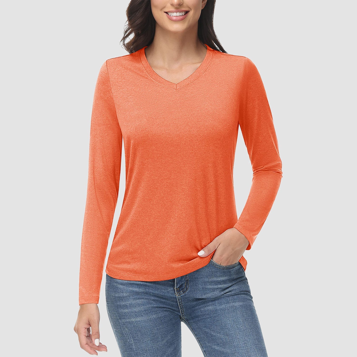 Women's UPF 50+ Shirt - Quick Dry V-Neck Hiking Tee