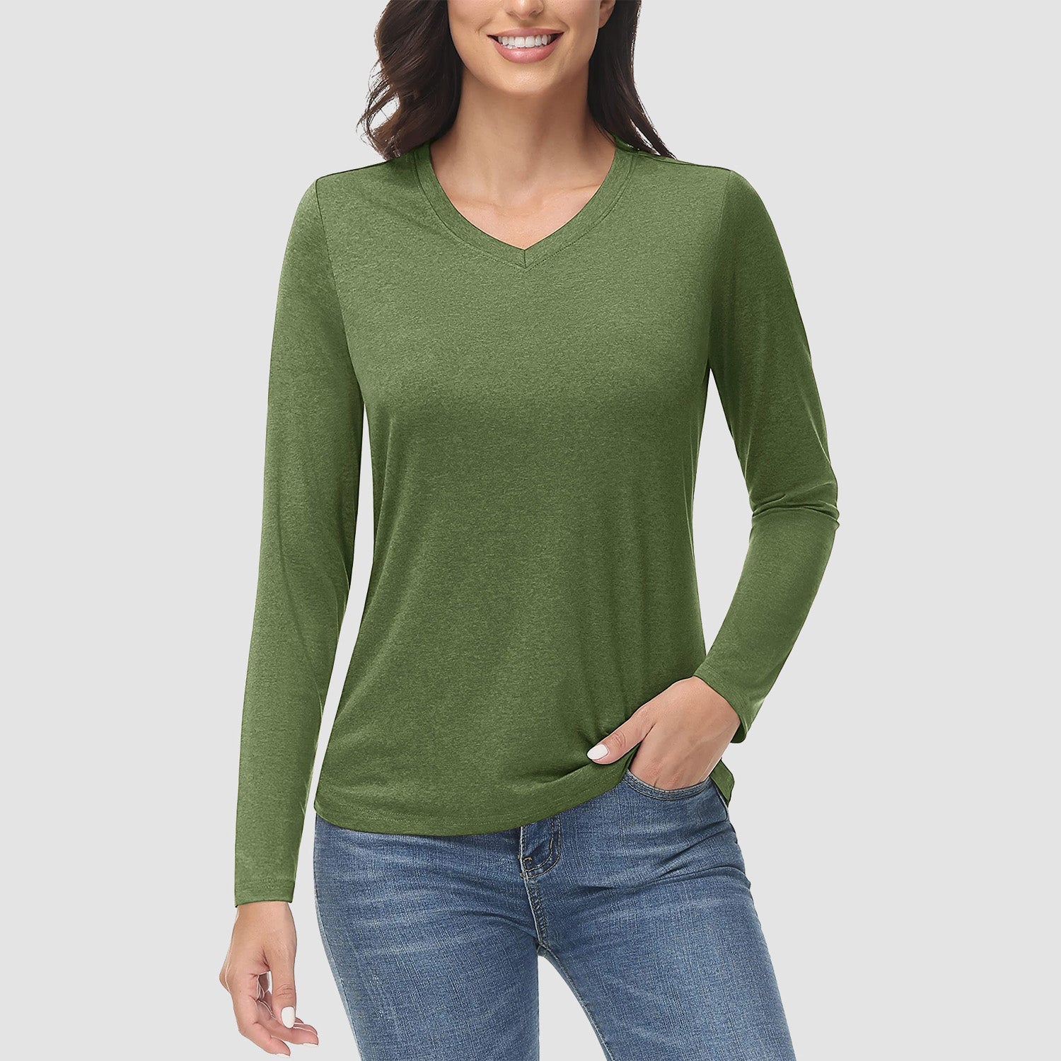 Women's UPF 50+ Shirt - Quick Dry V-Neck Hiking Tee