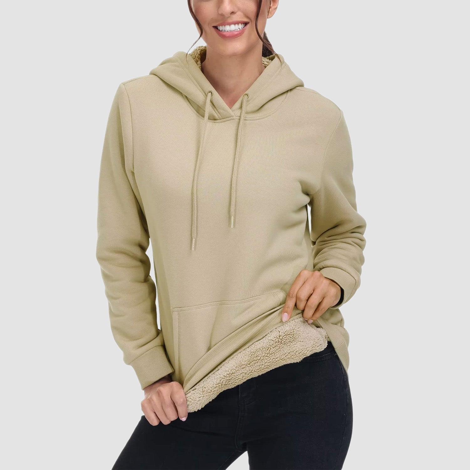 Women's Sherpa Hoodie - Fleece Lined & Kangaroo Pocket