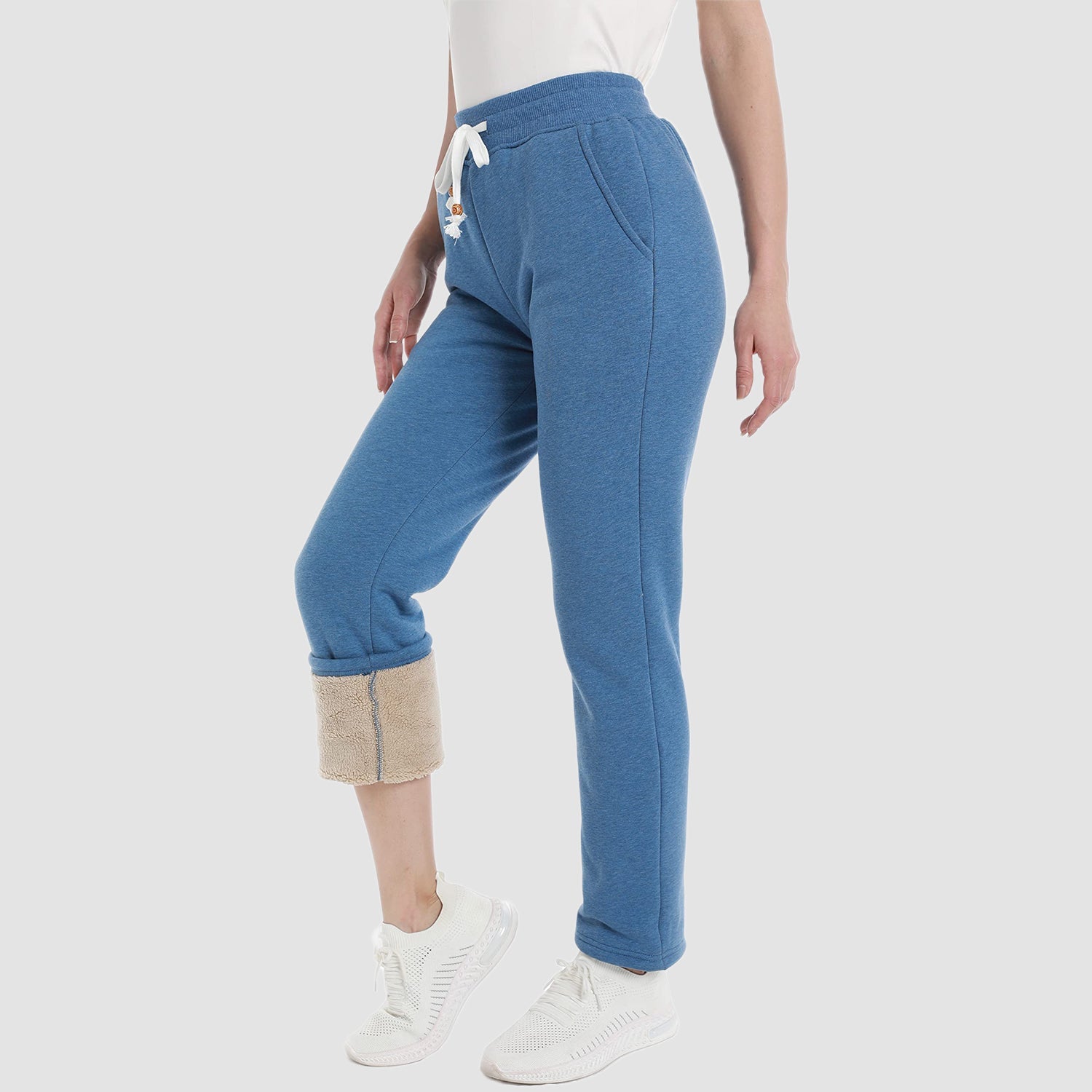Women's Warm Sherpa Lined Jogger Pants with 3 Pockets