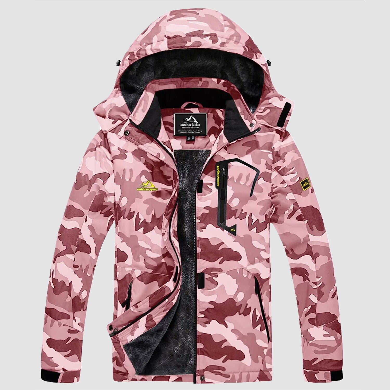 Women's Water-Resistant Fleece Ski Jacket with 4 Pockets