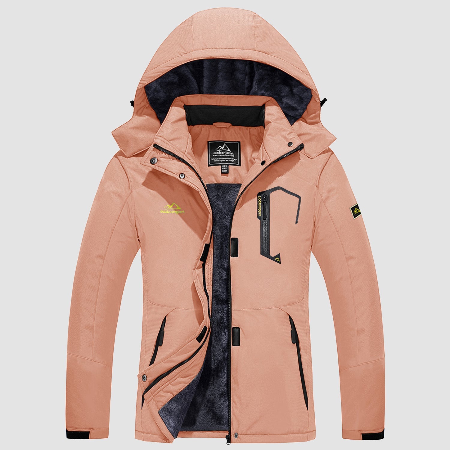 Women's Water-Resistant Fleece Ski Jacket with 4 Pockets