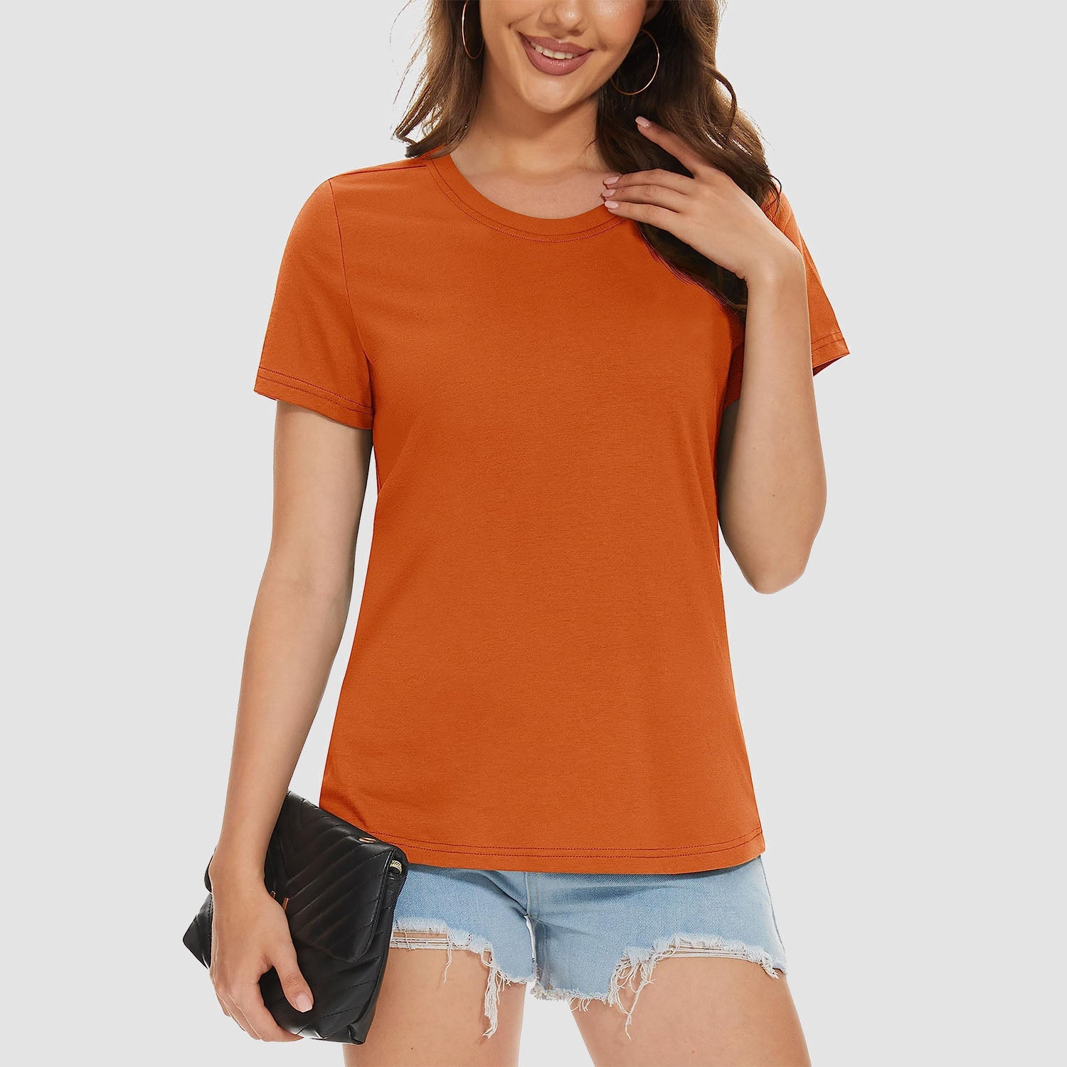 Women's Cotton Crewneck Short Sleeve Casual Tee
