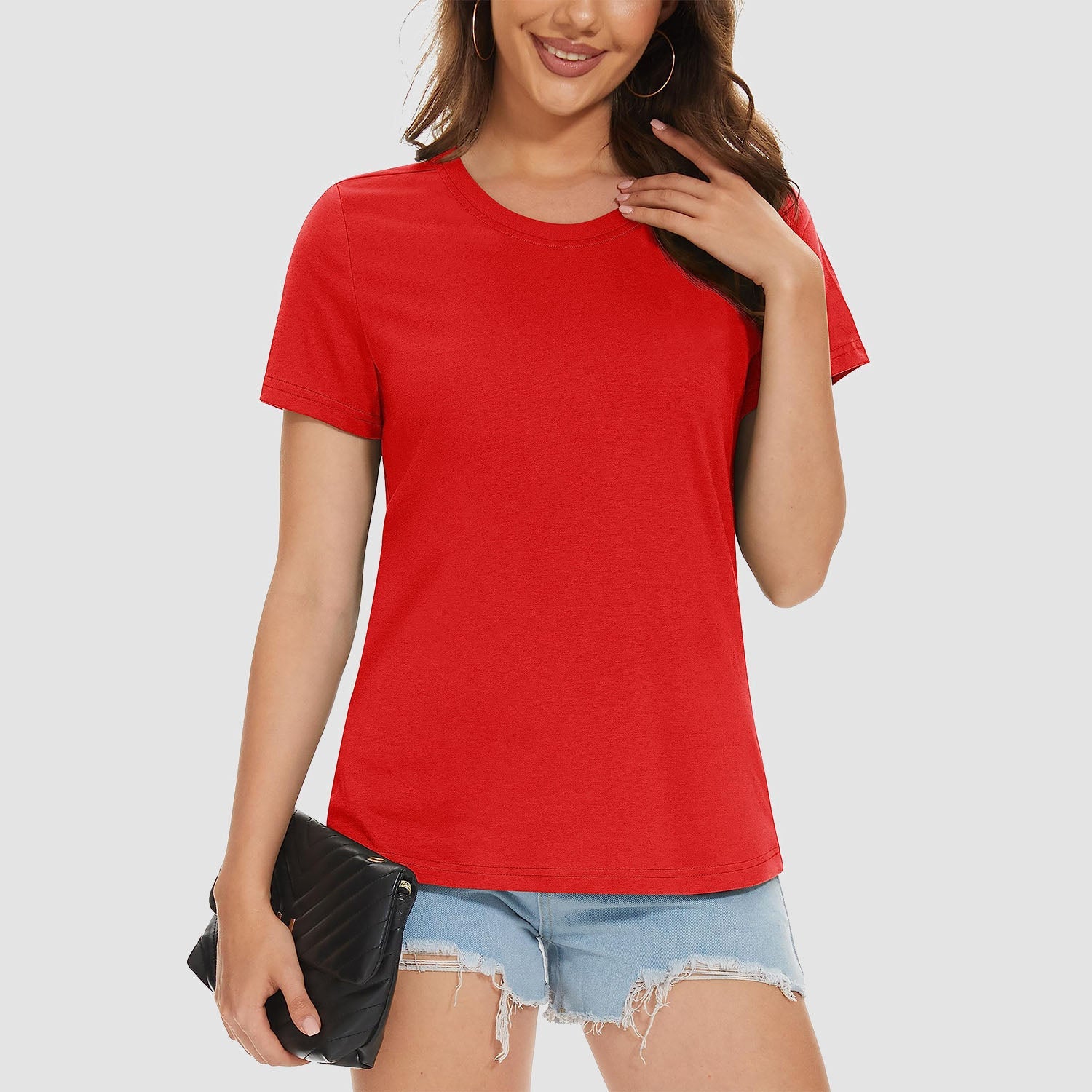 Women's Cotton Crewneck Short Sleeve Casual Tee