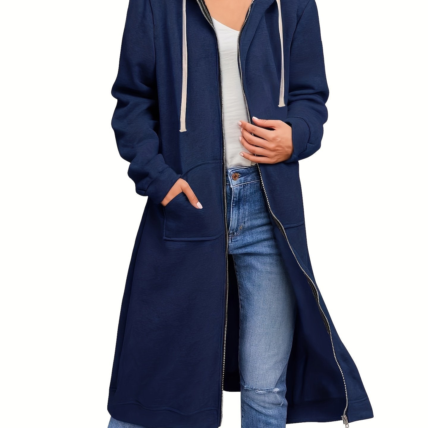 2022 New Autumn And Winter Cross - Border Women'S Fashion in Europe And America, Loose Long Cardigan with Zipper - veyora