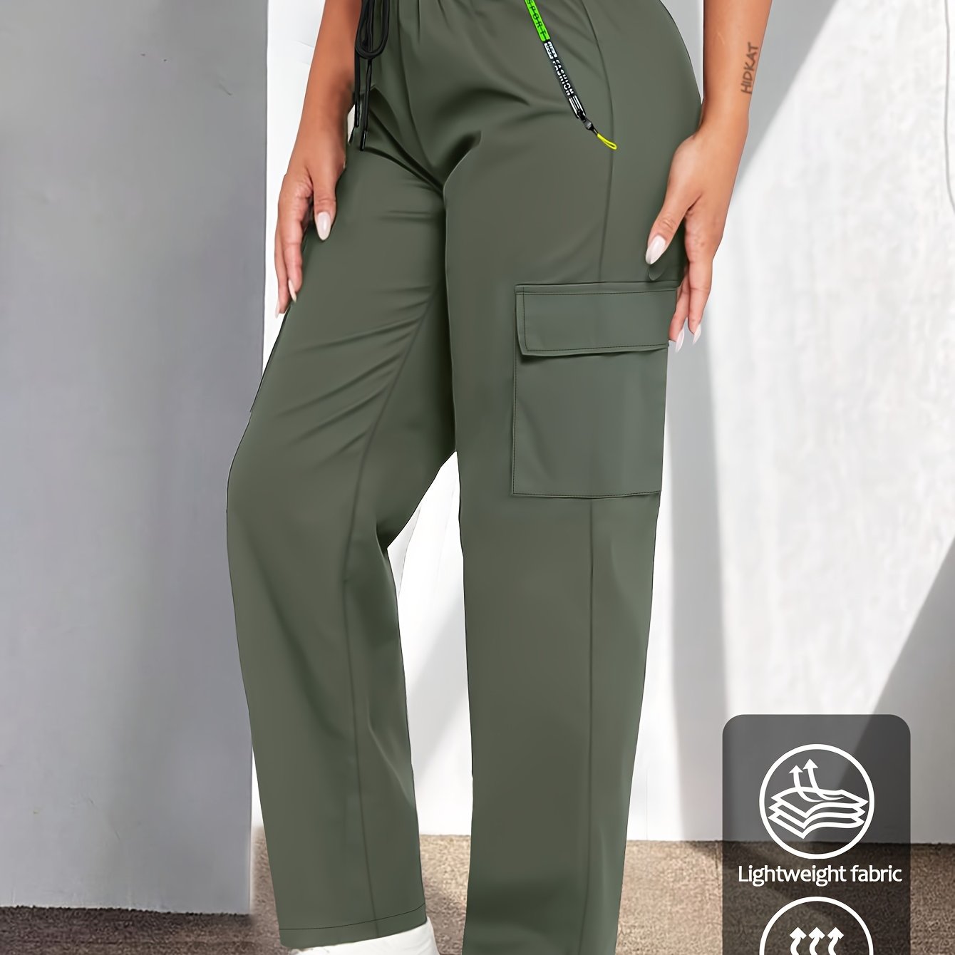Women'S Casual Cargo Pants | Lightweight, Breathable, Fashionable Patch Pocket Design, Drawstring Waist, Suitable for Outdoor and Daily Wear - veyora