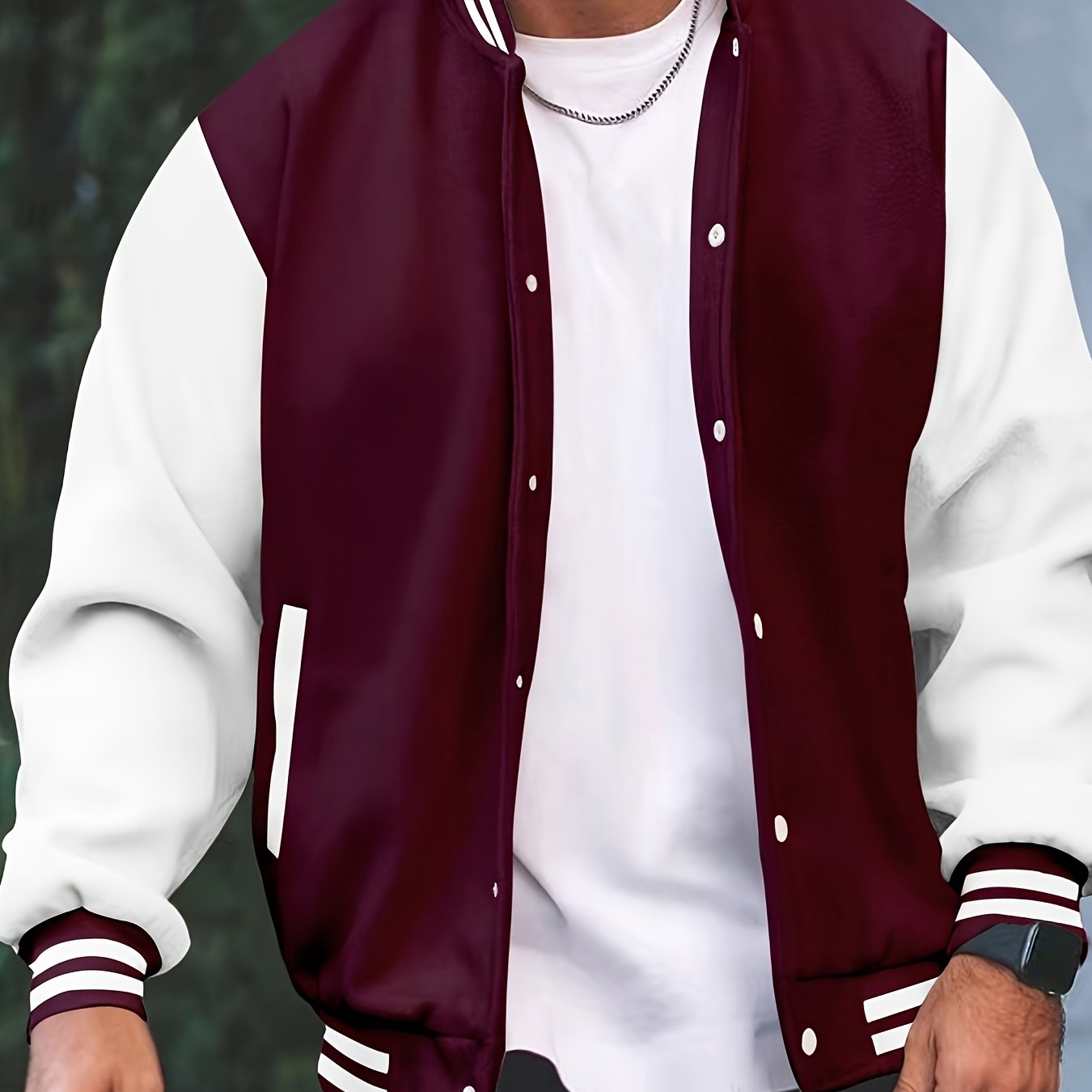 Men's Casual School Team Jacket, Spring and Autumn Fashion Button Baseball Collar Jacket - veyora