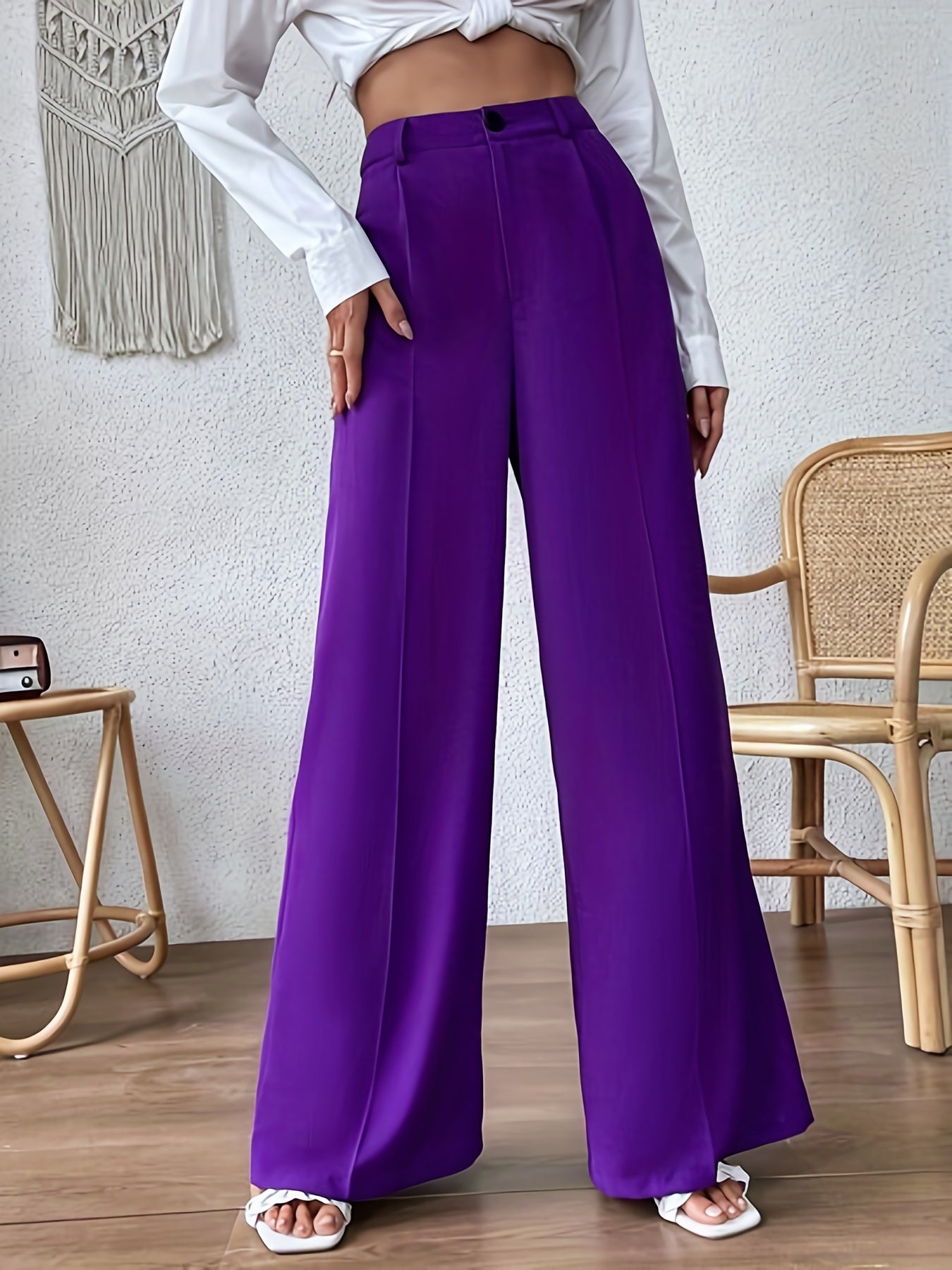 Directional Opening, New 2023 Style, European And American Fashion High - Waisted Long Pants, Wide - Leg Trousers - veyora