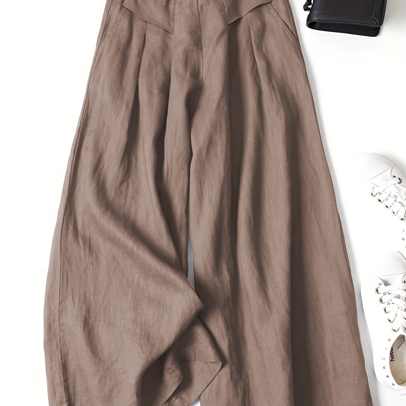 Linen Wide - Leg Ankle Pants, Breathable Thin Loose Linen Skirt Pants, Ethnic Style Vintage Trousers - veyora