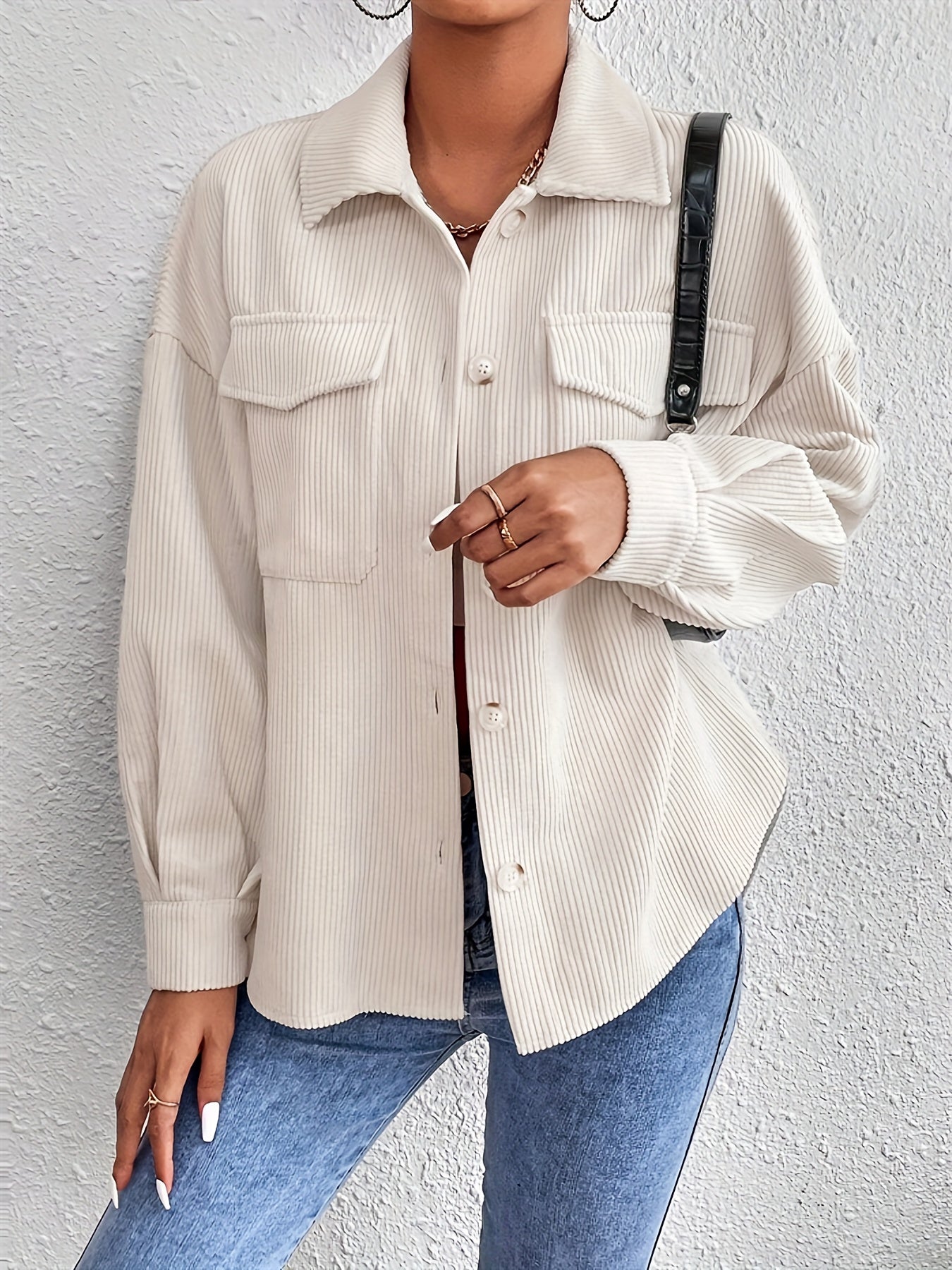 Gavin Oriented European And American Solid Color Pocket Ribbed Casual Jacket - veyora
