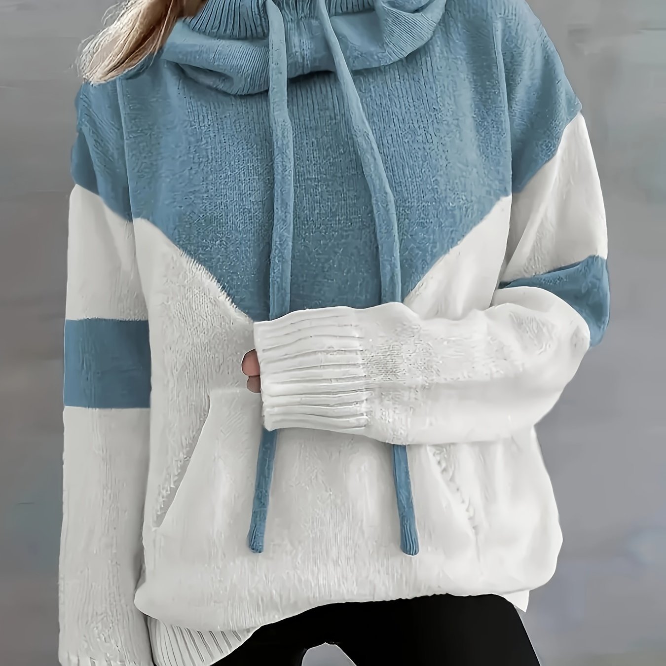 New Trendy Women'S Clothing Featuring Stylish And Elegant Designs, Including a Casual Patchwork Hoodie with Drawstring Pockets And a Color - Blocking Style for Warmth - veyora