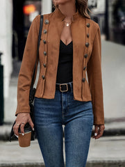Women's European and American suede jacket, slimming and decorative double-breasted jacket