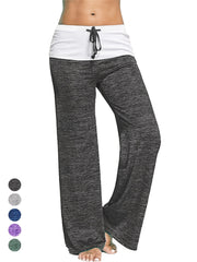 Women's Quick - Dry Pants - Wide Leg Non - Transparent & Casual Pants with Drawstring Waist, All - Season Stretchy Trousers for, Casual Attire - Burgundy/Color Block Design, Clothing, Stylish, Comfortable Fit, Women - veyora