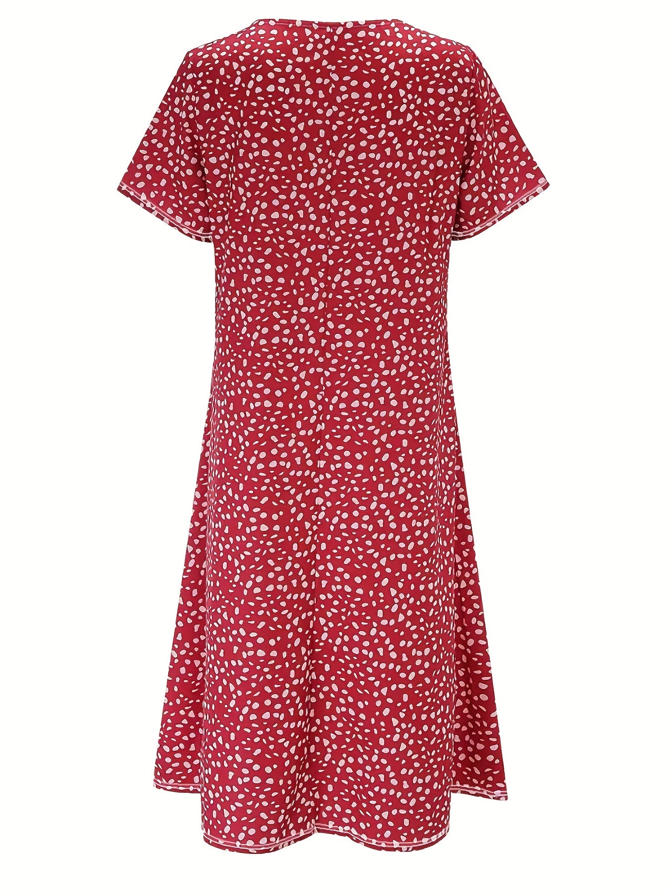 Boho Floral Print Dual Pockets Dress, Casual Crew Neck Short Sleeve Dress, Women's Clothing
