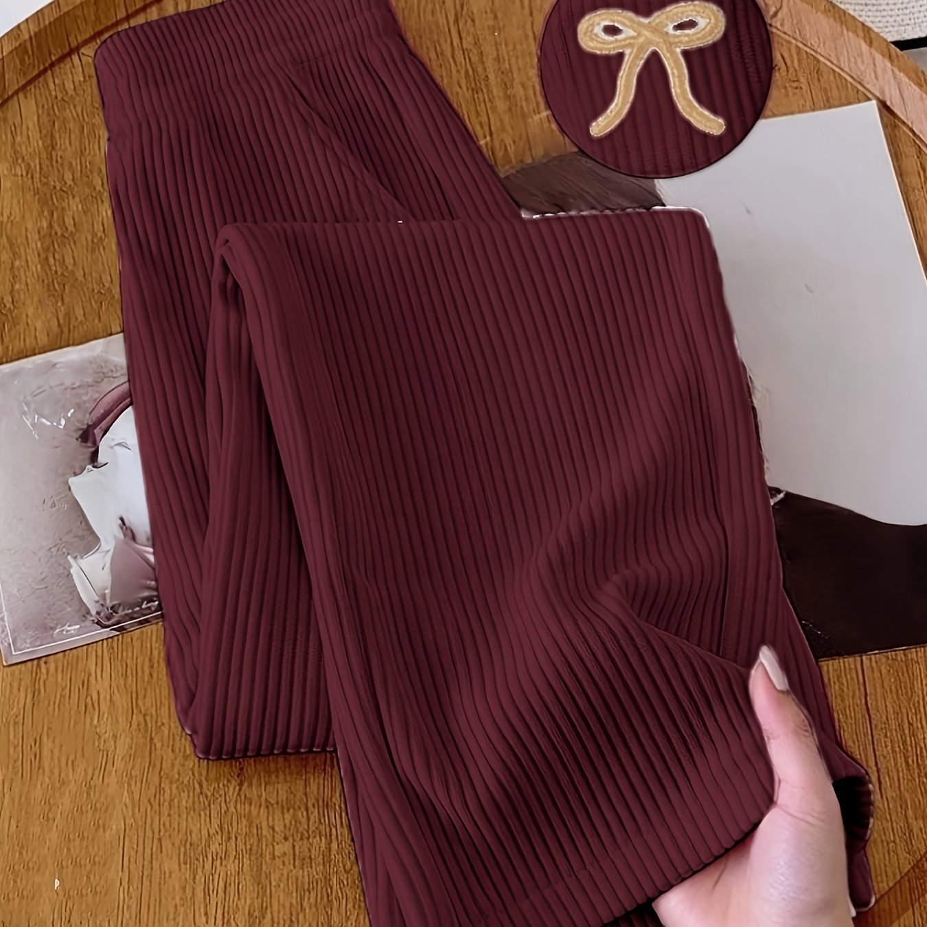 New Women'S Corduroy Joggers with Pockets And Embroidered Bows, Suitable for Casual Or Wear, Featuring a Loose And Easy Straight - Leg Design, Perfect for Commuting And Travel - veyora