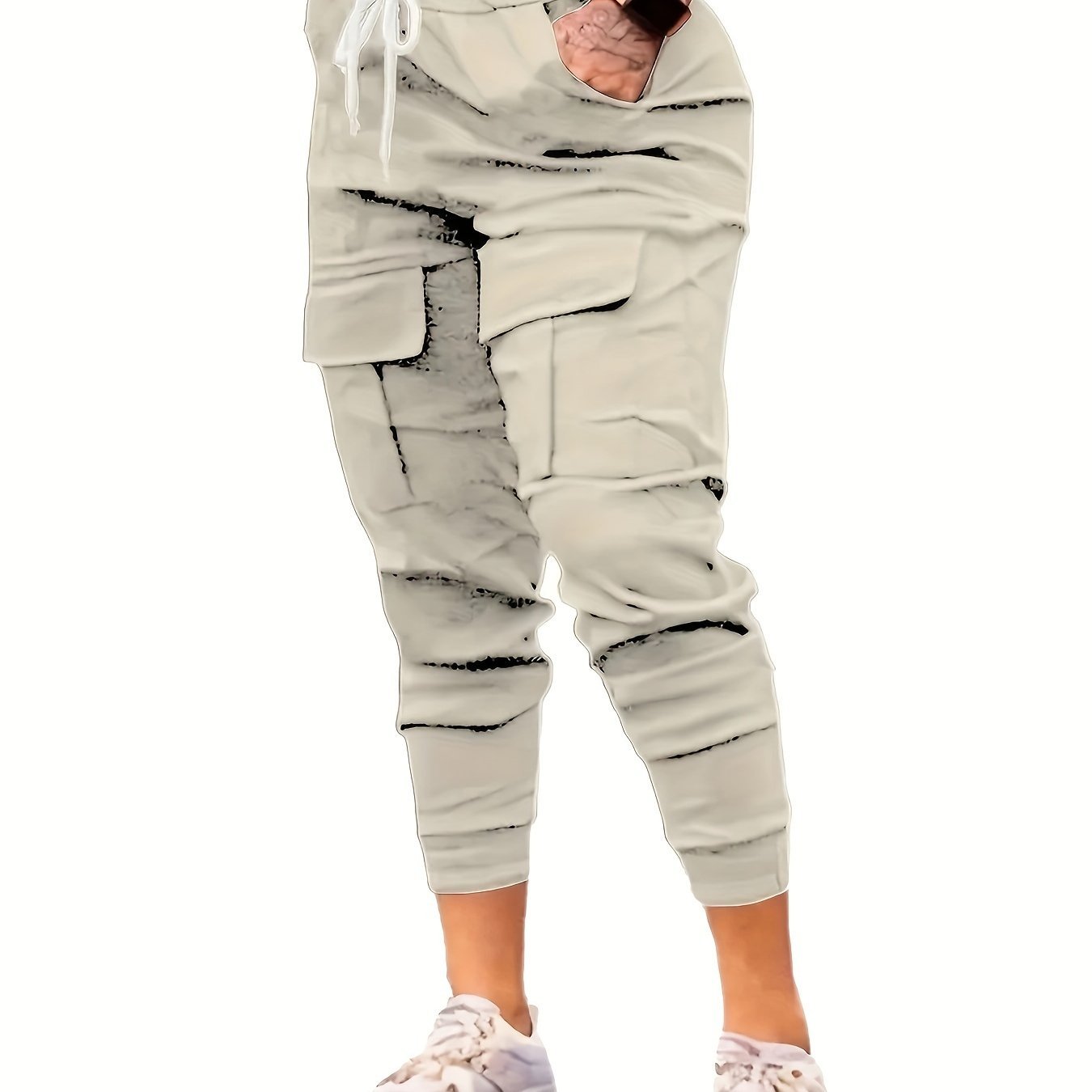 Flap Pockets Jogger Pants, Casual Drawstring Cargo Pants For Every Day, Women's Clothing - veyora