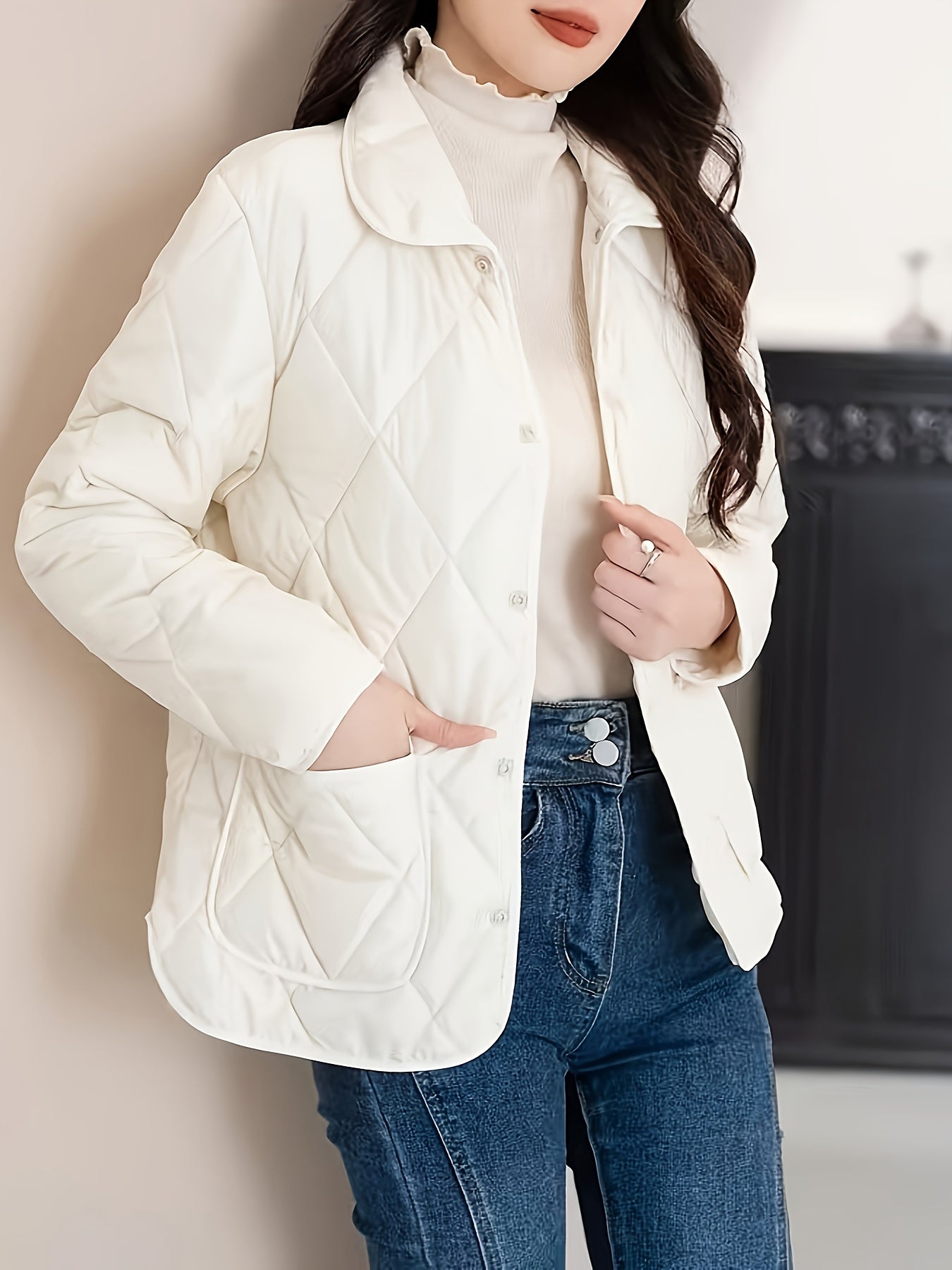 2025 New Women'S Travel Outfit Jacket - Spring And Autumn Thin Pure White Elegant Slim Fit Vest - 100% Artificial Lapel Coat - veyora