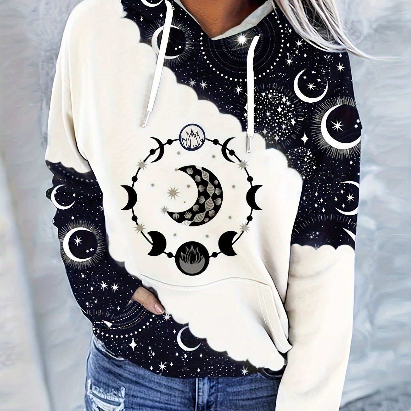 Women'S Casual Stylish Hooded Sweatshirt with a Western Ethnic Style And Vintage Print. - veyora