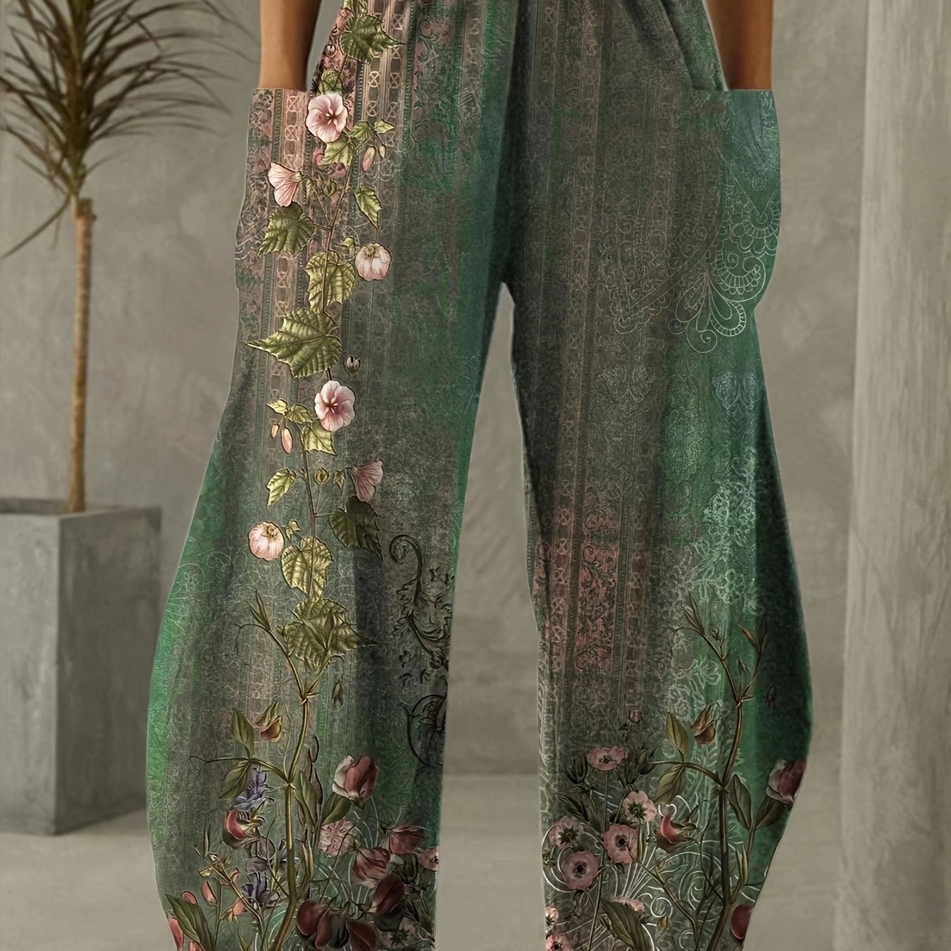 Printed Wide - Leg Pants, Spring/Summer Casual Loose Trousers, Women's Clothing - veyora