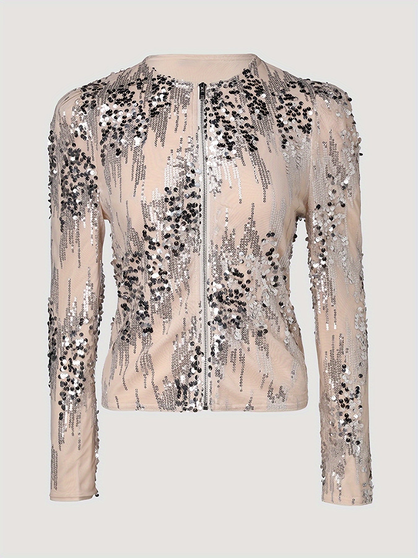 Tailored Fashion Zip - Up Sequin Women'S Casual Elegant Jacket - veyora
