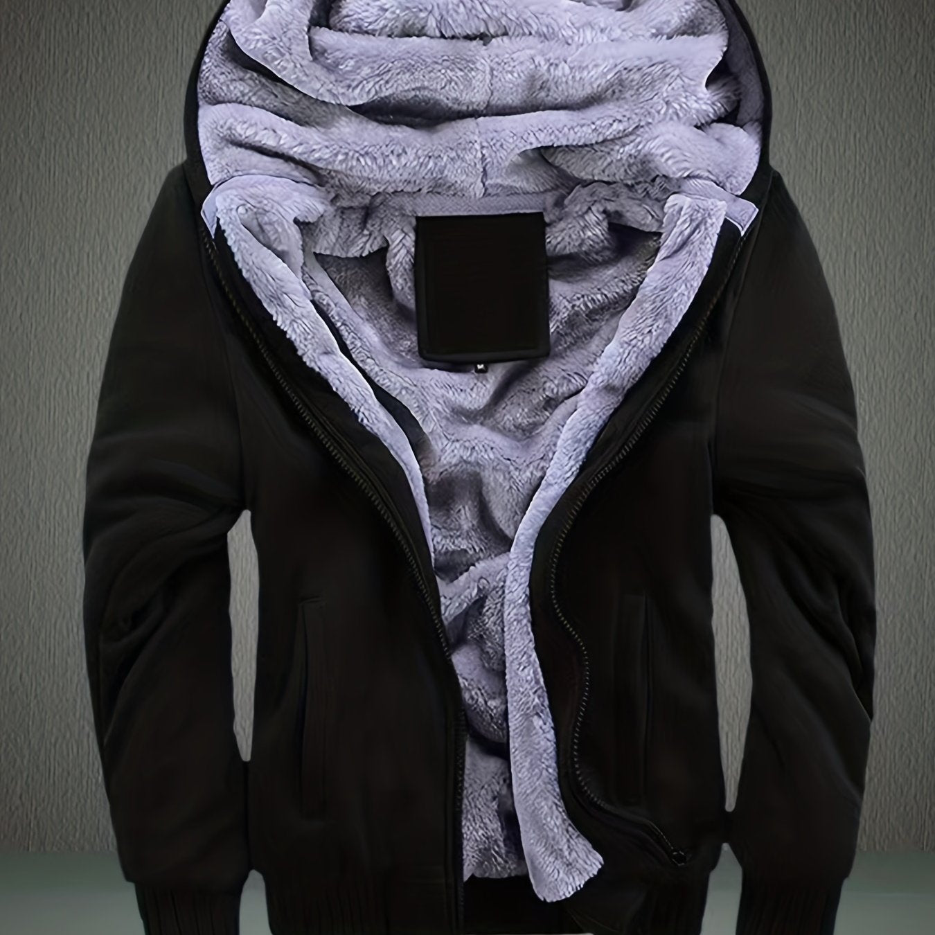 Winter Thickened Solid Color Hooded Cardigan Sweatshirt Men's Jacket - veyora