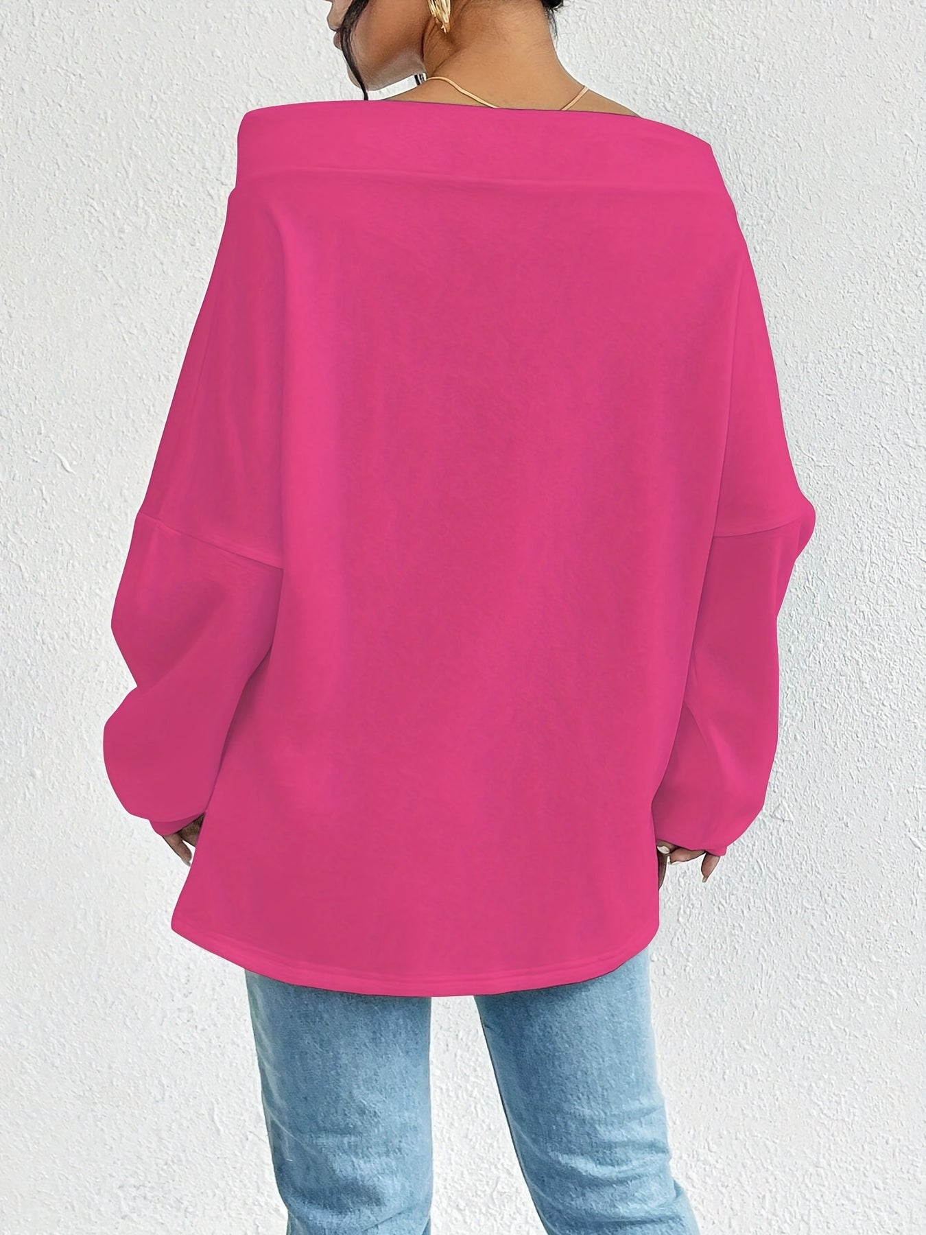 Directional Autumn And Winter New Women'S Loose Casual Commuting Off - Shoulder One - Shoulder Top with Drawstring - veyora