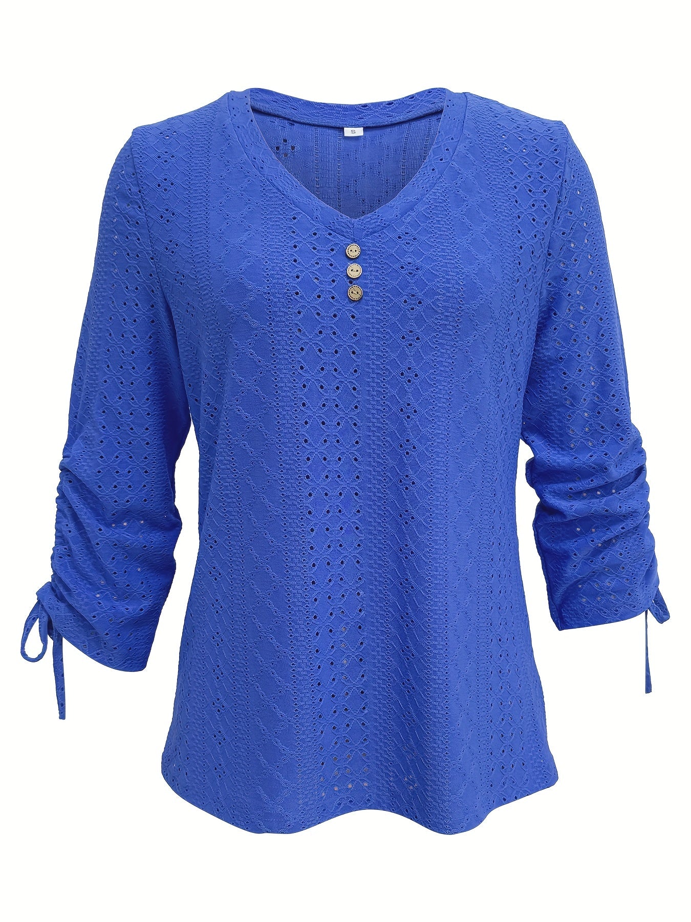 European and American Style New Elegant Solid Color Jacquard Button - Up Long Sleeve Top - veyora