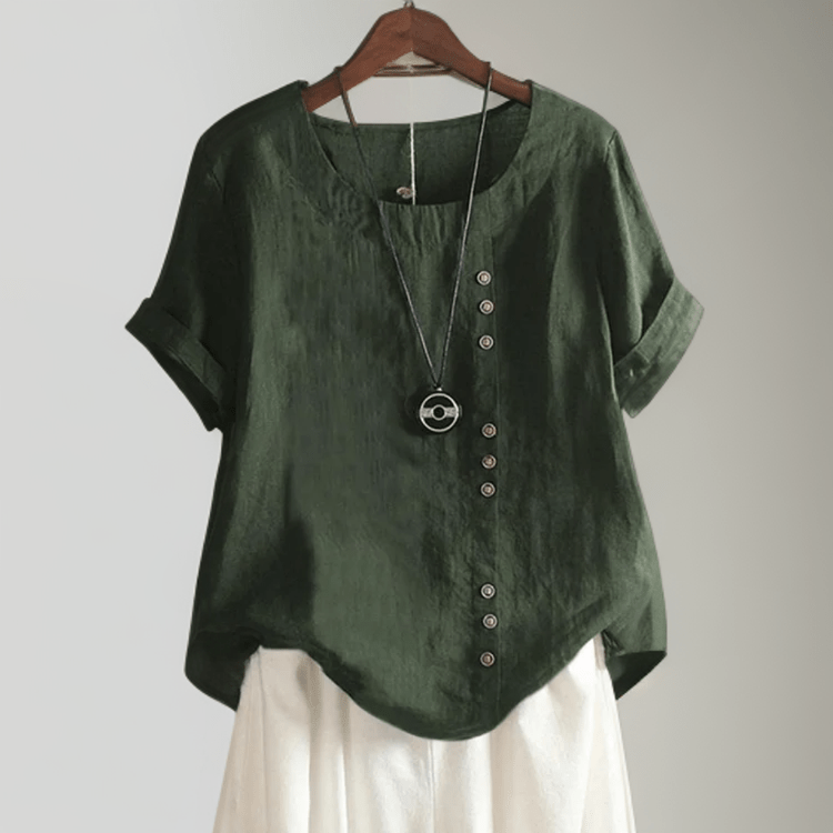 Zoe™ - Comfortable Button Detail T-Shirt - veyora