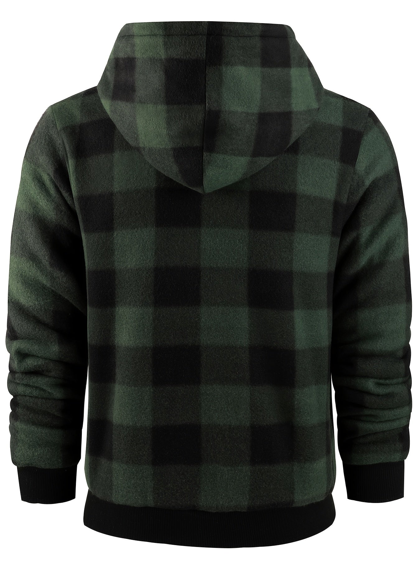 Heavyweight Fleece Hoodie | Full Zip Up Thick Sherpa Lined Flannel Plaid Shirt Jacket for Men - Casual Style, Non - Stretch Fabric, Regular Fit, Zipper Closure - veyora